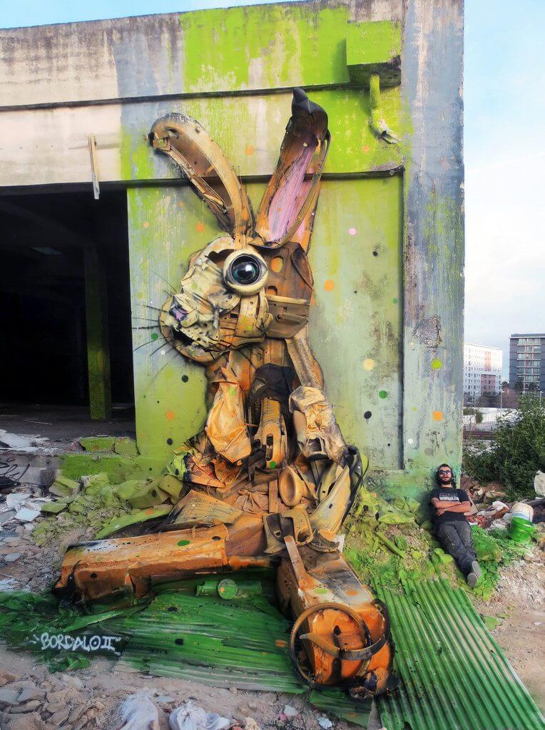 Rabbit big trash animal by Bordalo II