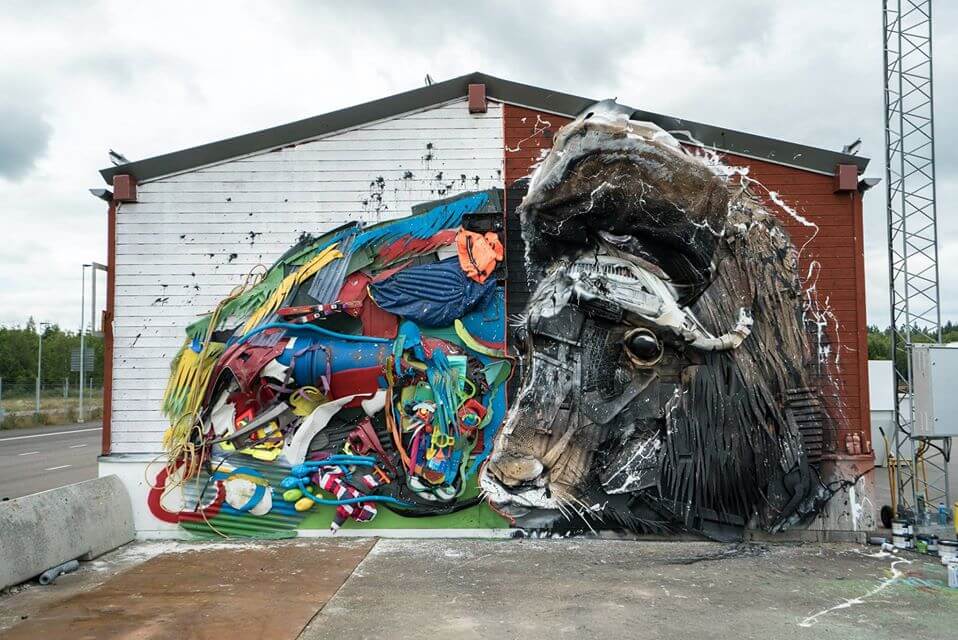 Bordalo ii, Artscape Street Art Festival, White Moose Project, Sweden 2017.