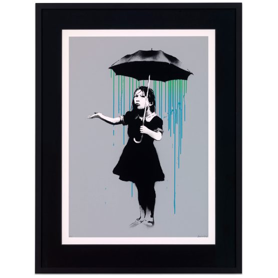 Banksy Nola AP blue green screen print Pest Control authenticated GraffitiStreet