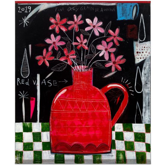 Joachim Lambrechts- Red Vase and Flowers