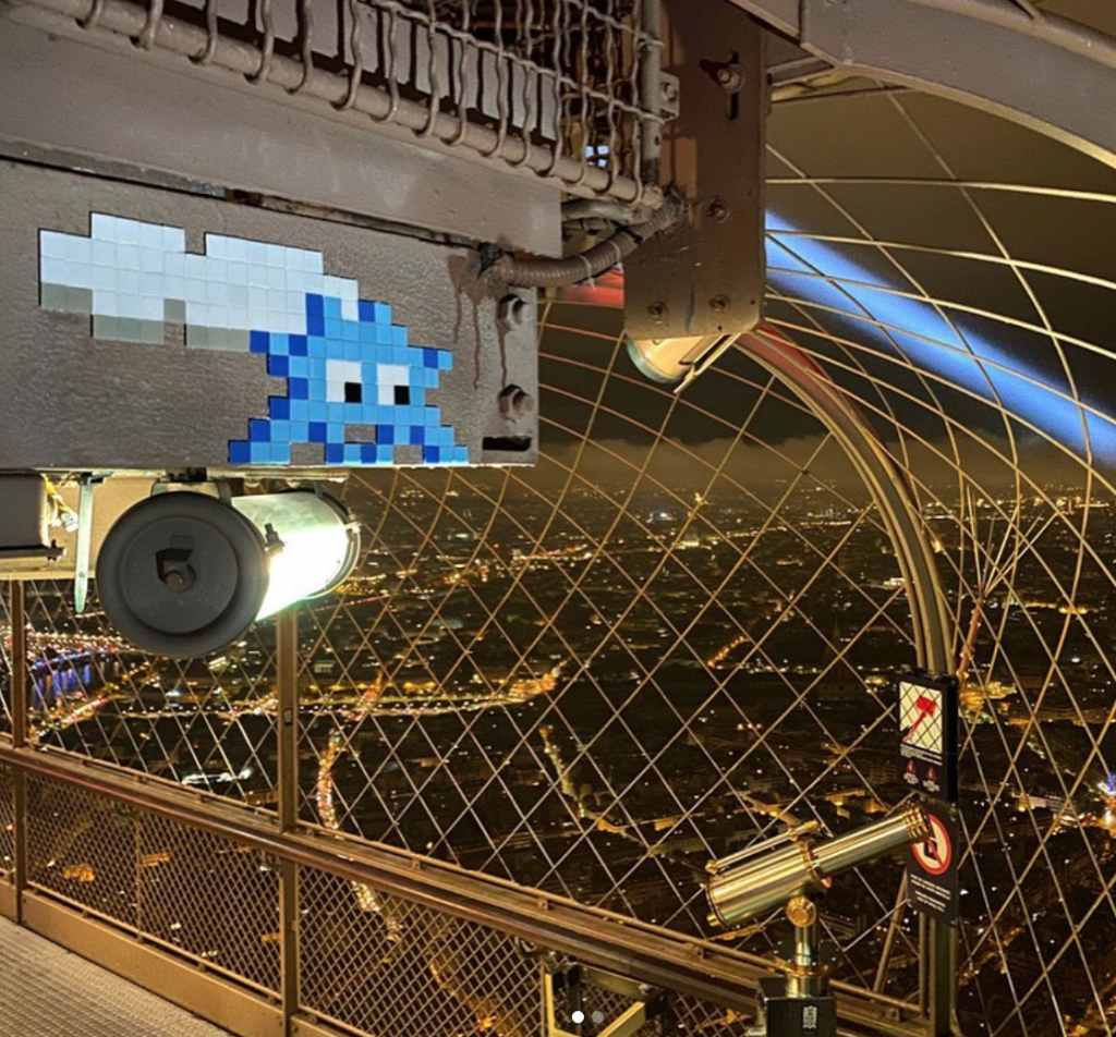 Invader on the Eiffel Tower. Image Copyright Invader