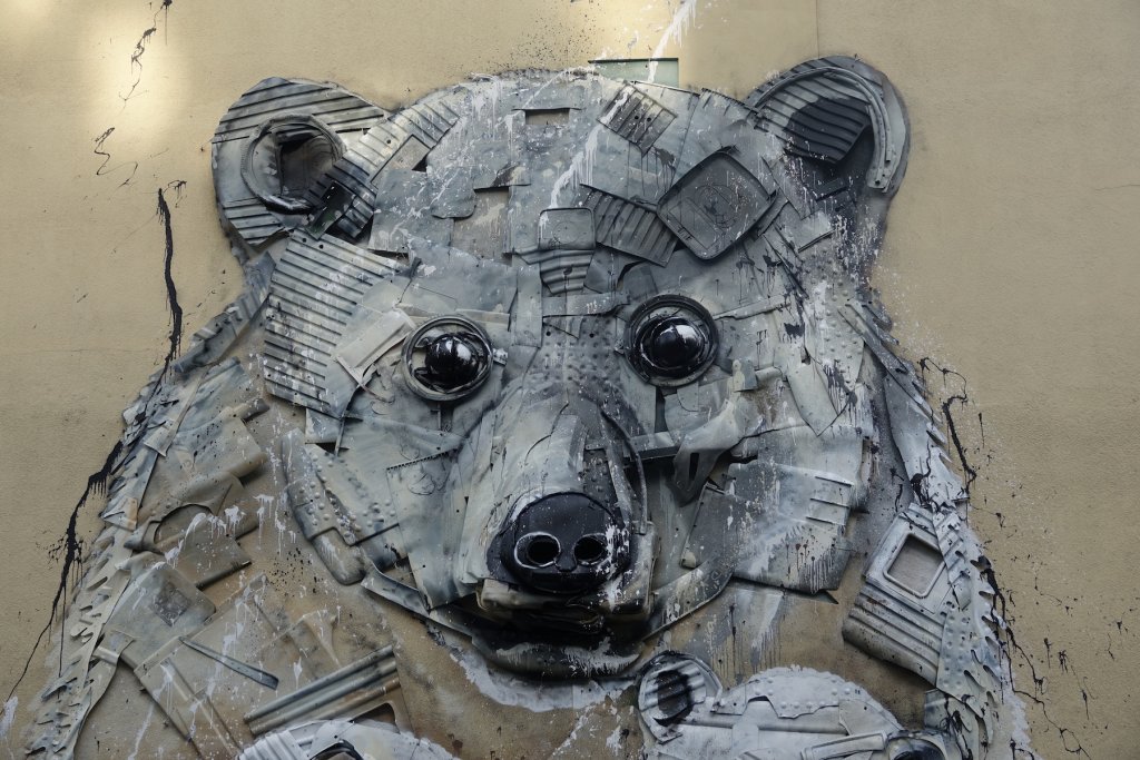 Bordalo II Big Trash Animals polar bear sculpture in Nancy France