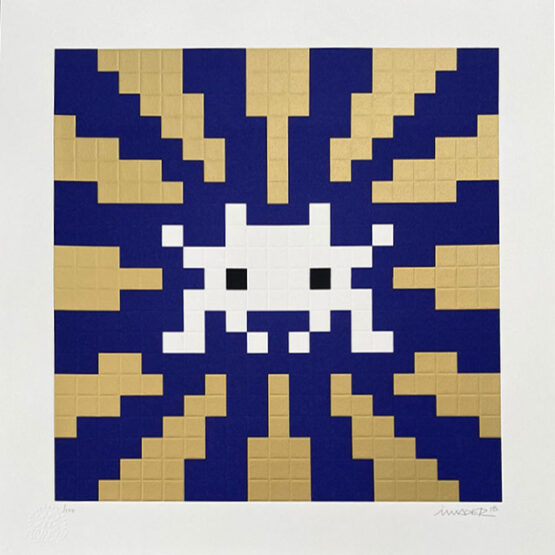 Invader - Sunset (Gold & Blue) (Framed)