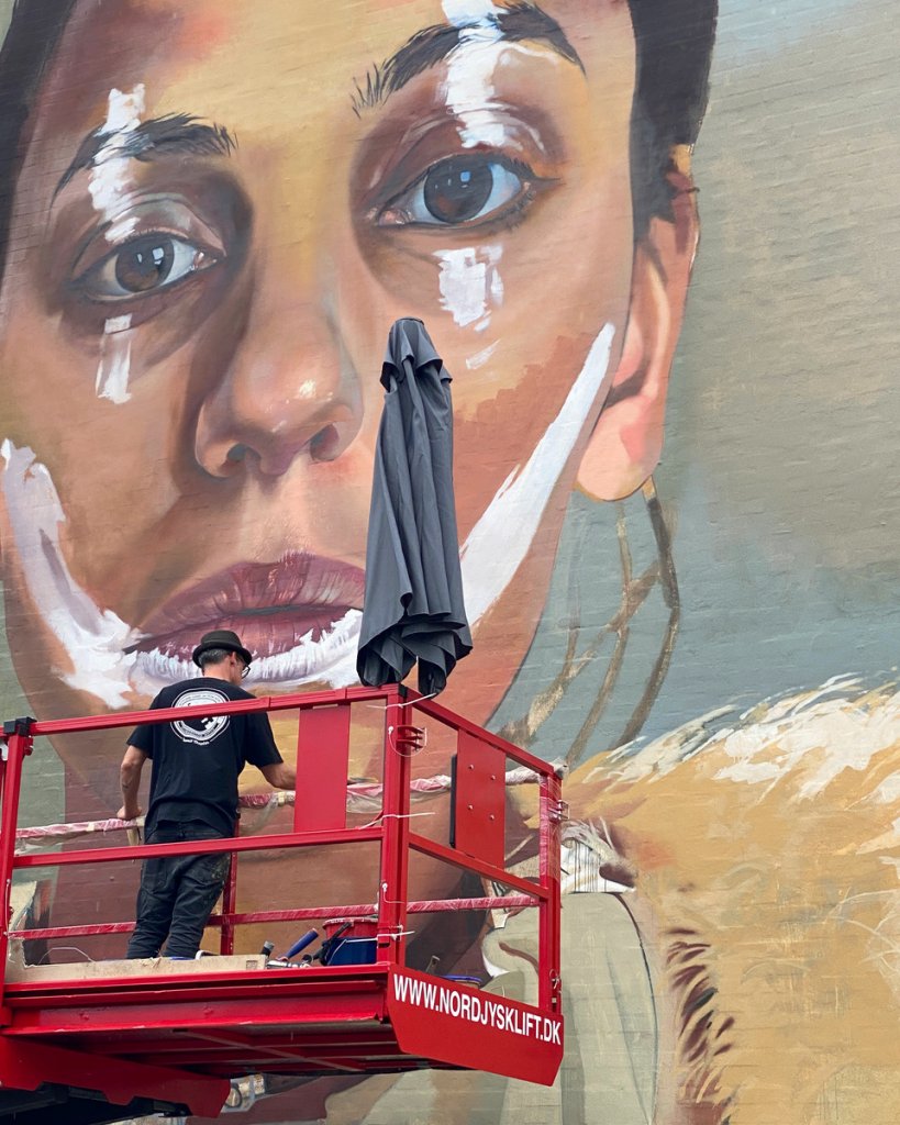 Case Maclaim Aalborg mural Carnival is Cancelled painted in Denmark 2020