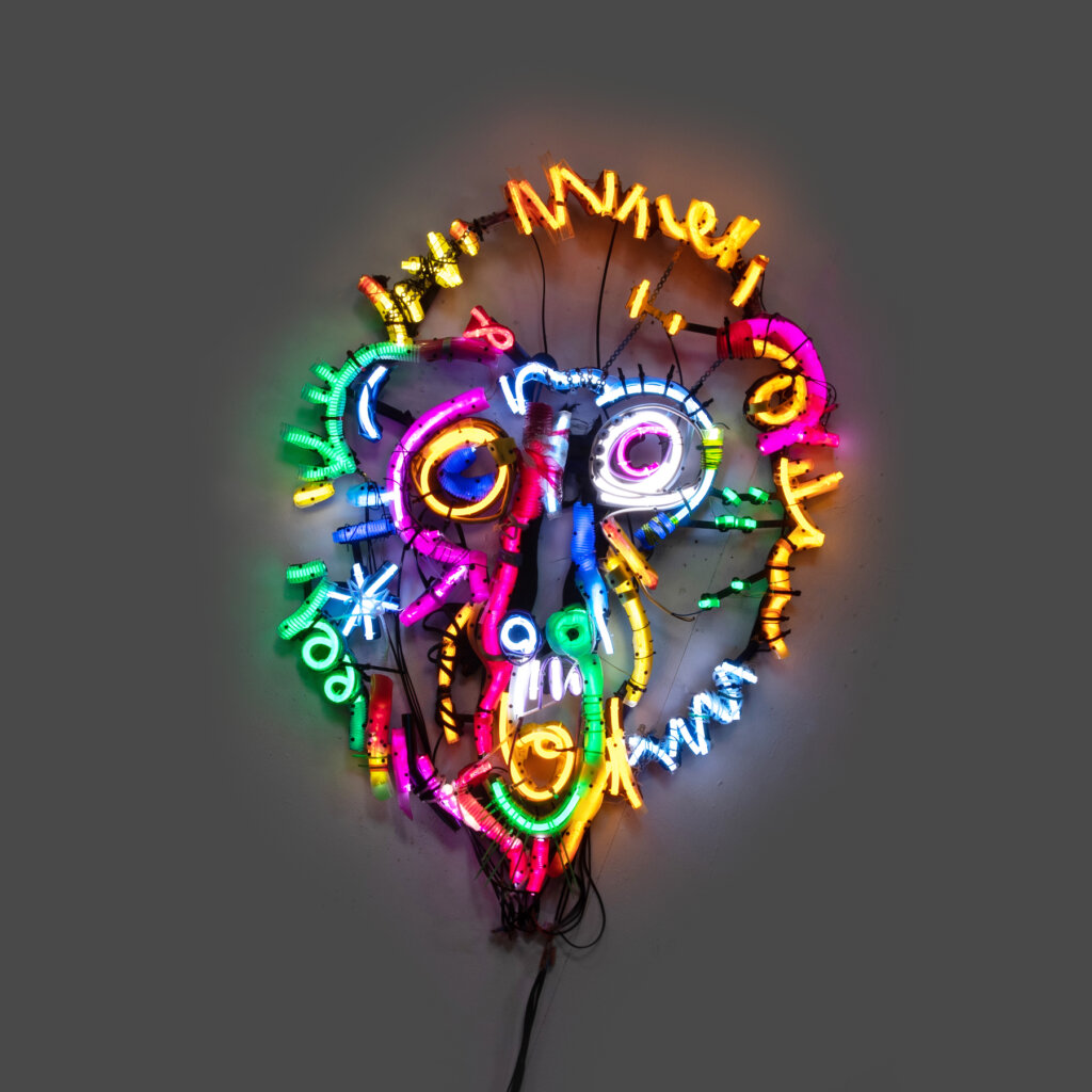 Bordalo II neon Trash Animal at EVILUTION Lisbon