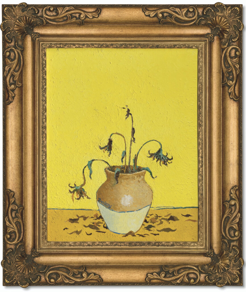 Banksy auction results artwork Sunflowers From Petrol Station from the Crude Oils series.