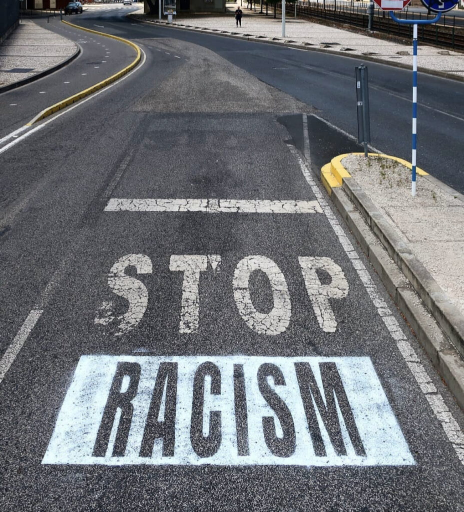 Bordalo II Stop Racism street art intervention