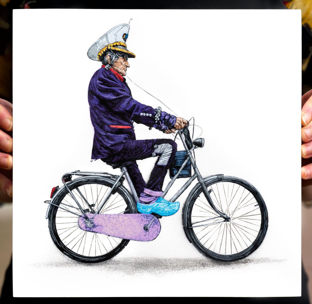Nils Westergard Amsterdam Cyclist stencil artwork