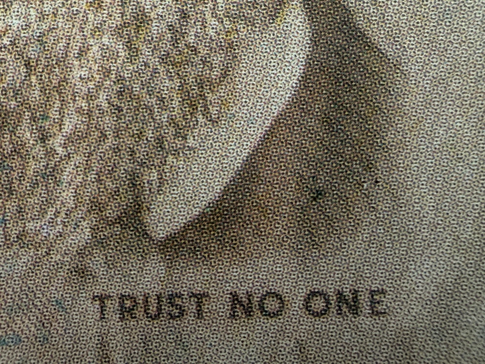 Banksy Di-Faced Tenner altered text Trust No One