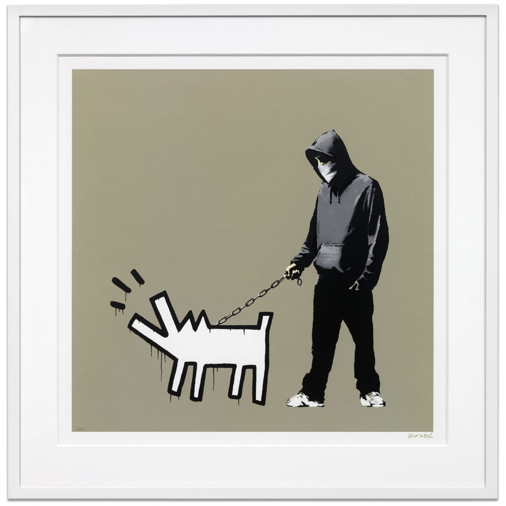 Banksy Choose Your Weapon khaki screen print Pest Control authenticated GraffitiStreet