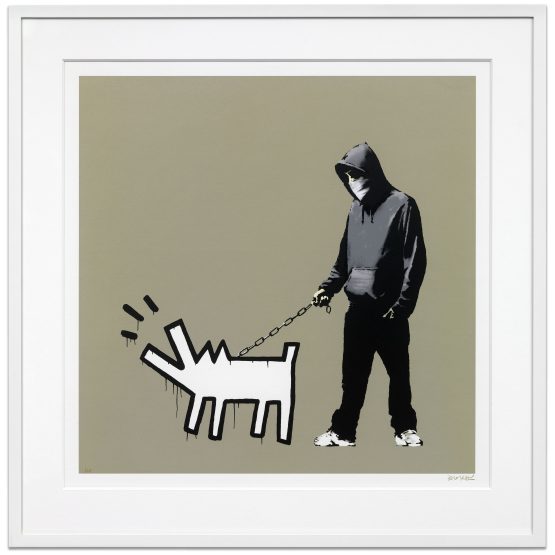 Banksy Choose Your Weapon khaki screen print Pest Control authenticated GraffitiStreet