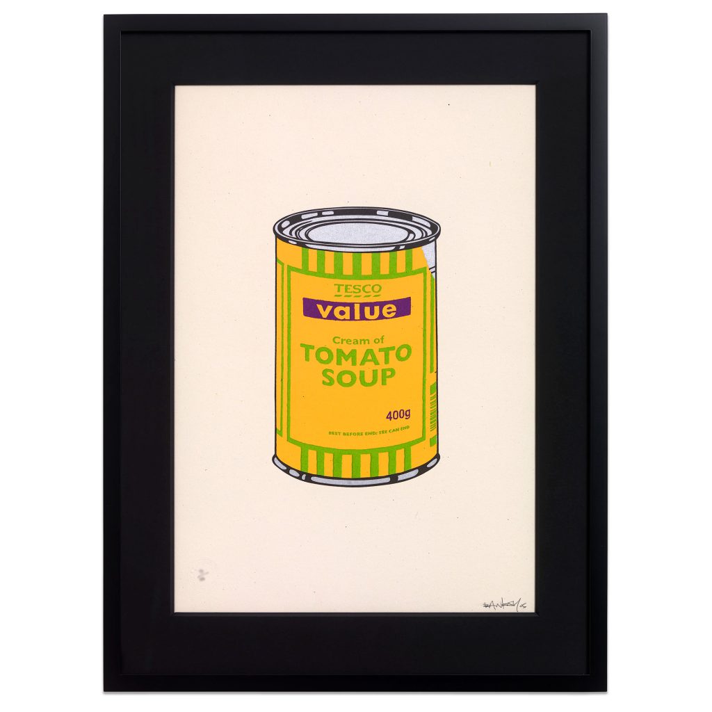 Authentic Banksy Soup Can Banana Lime signed print with Pest Control COA for sale