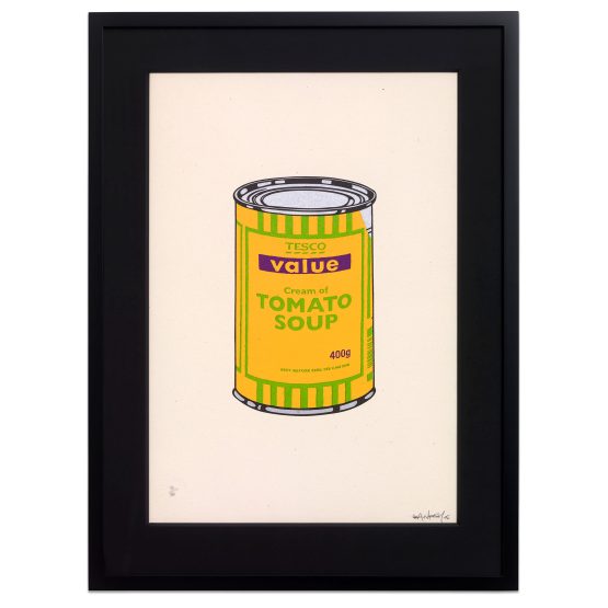 Banksy Soup Cans Banana Lime Purple screen print Pest Control authenticated GraffitiStreet