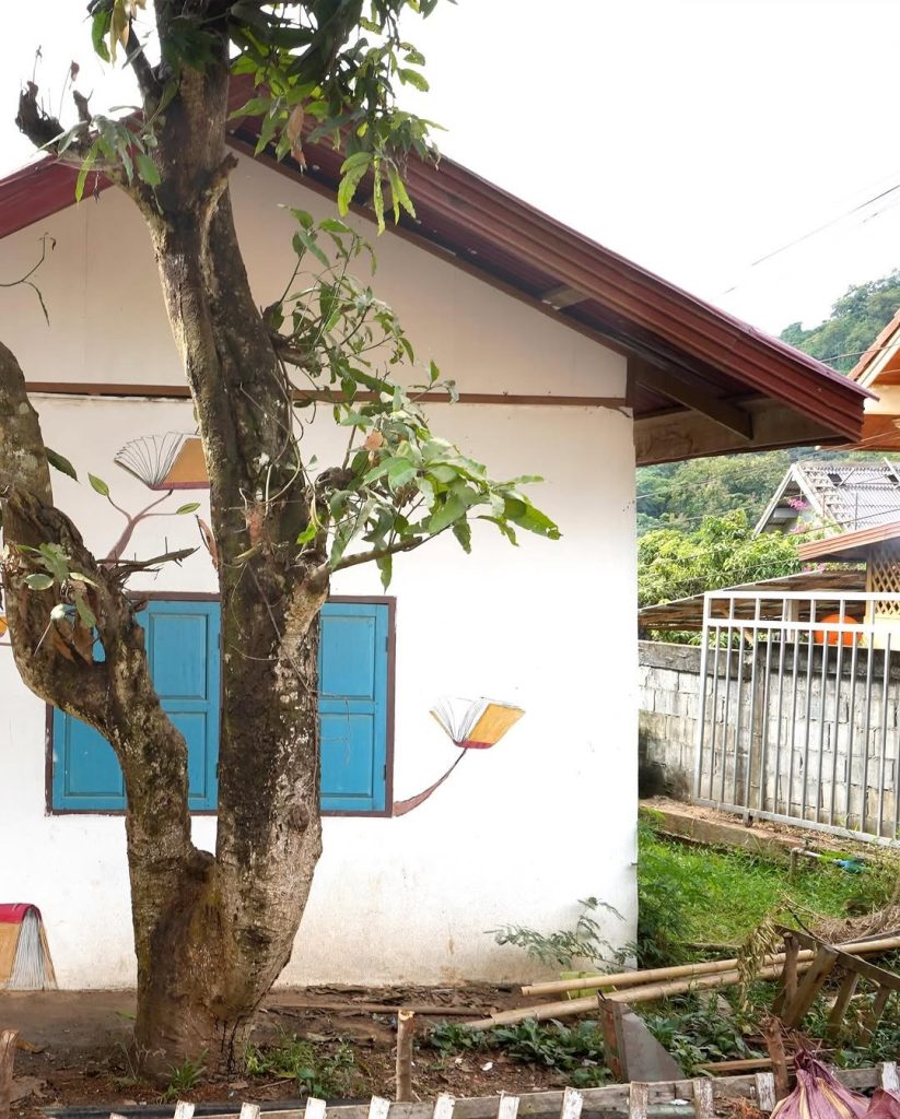 Tree of Books mural at Ma Led Phan Library in Laos
