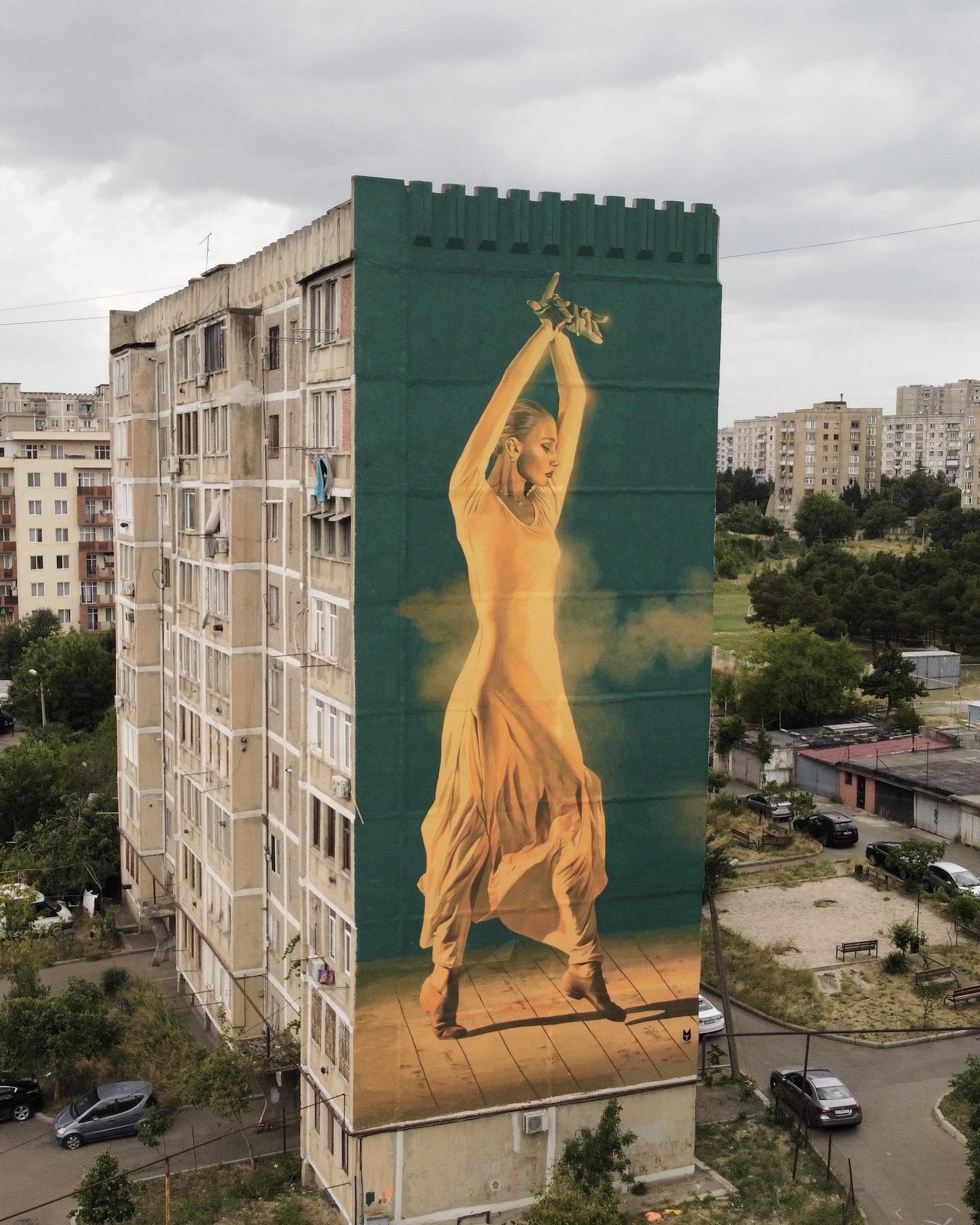 TMF Studio and Afzan Pirzade Dance Series mural at Tbilisi Mural Fest 2025 in Varketili