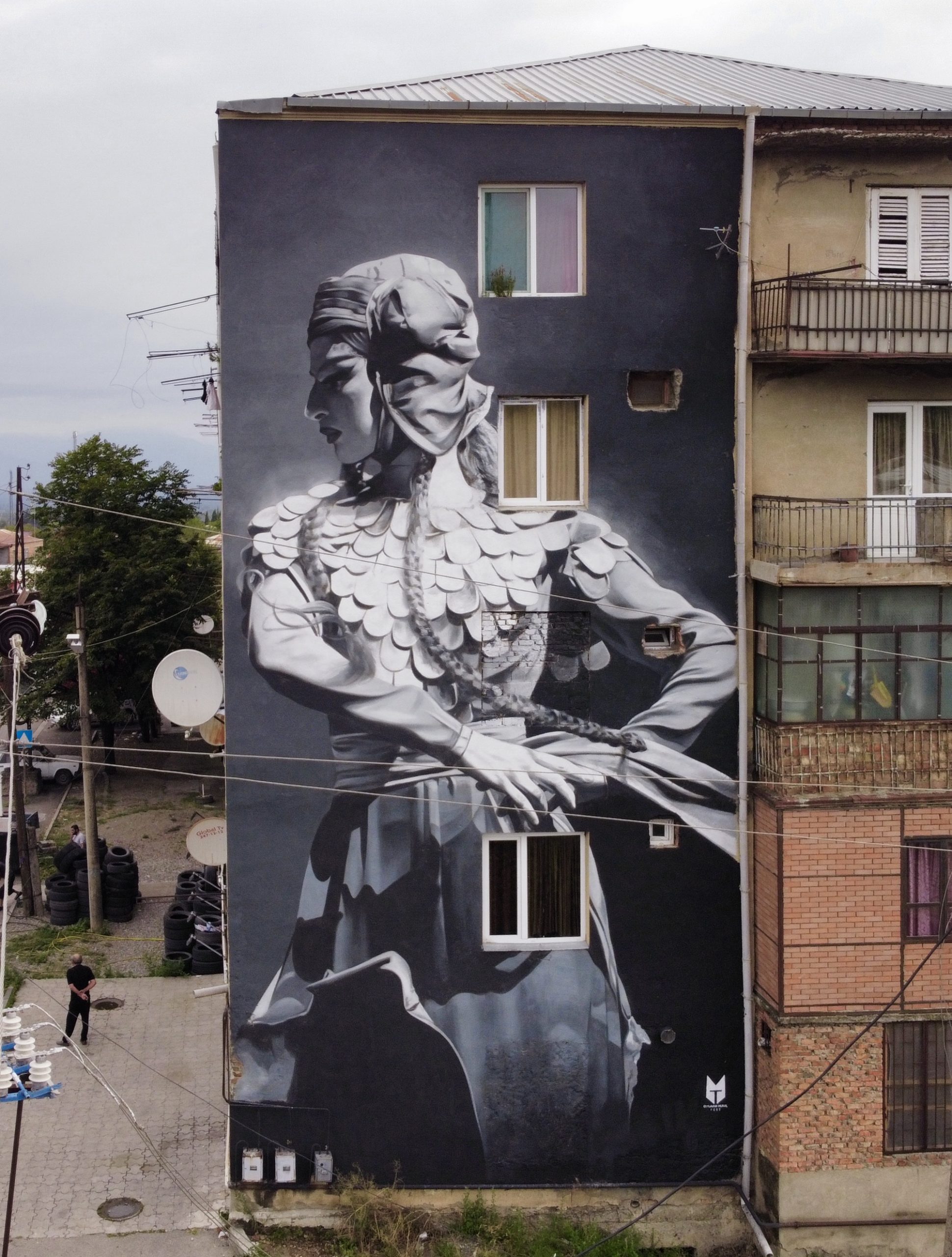 TMF Studio Dance Series mural inspired by Sukhishvili Ballet at Tbilisi Mural Fest 2025 in Gurjaani