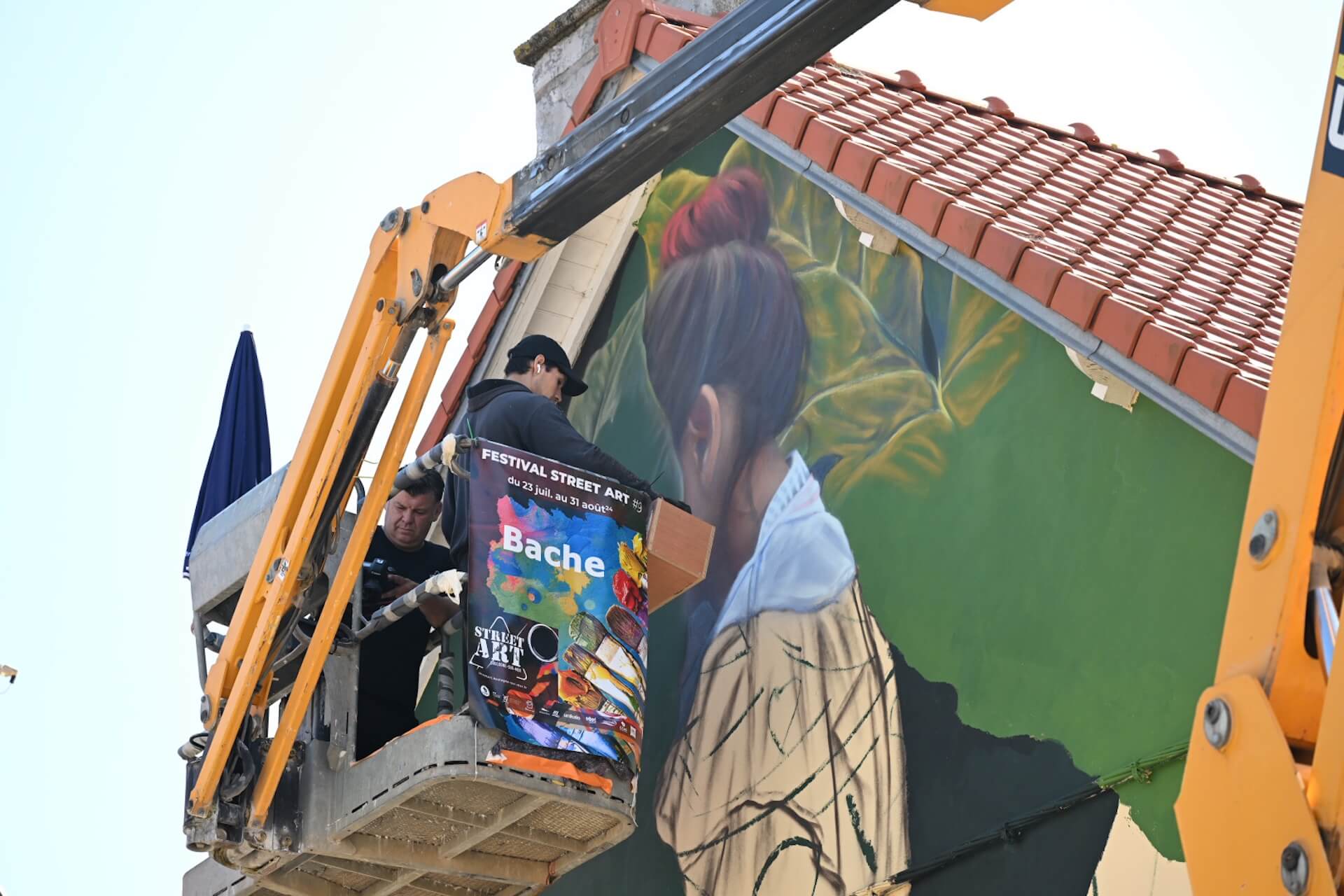Detail of Mexican street artist Bache’s “Symbiosis” mural showing hidden face