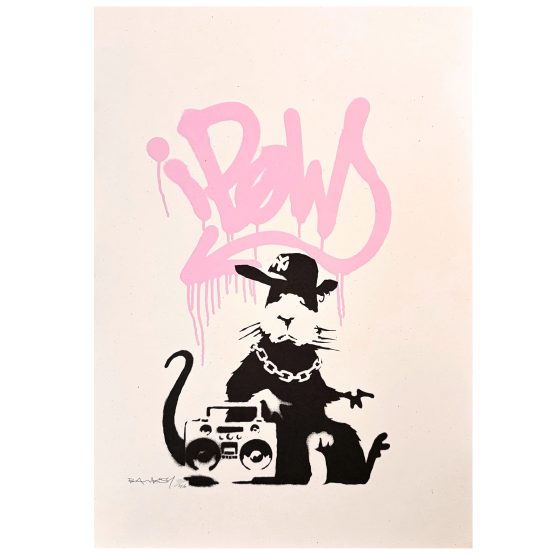 Banksy Gangsta Rat pink signed screen print Pest Control authenticated GraffitiStreet