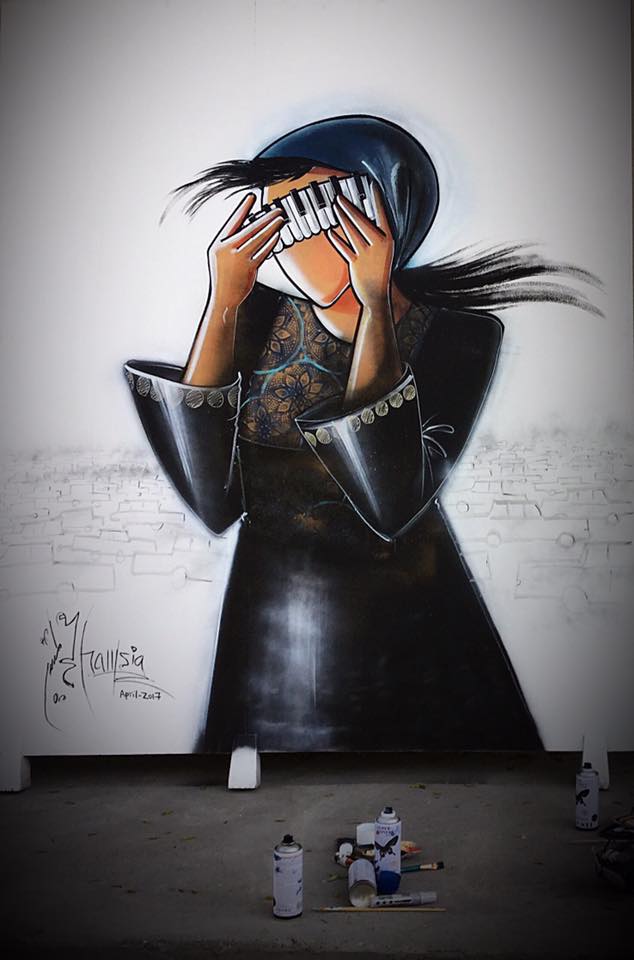 Street art by Afghan graffiti artist Shamsia Hassani
