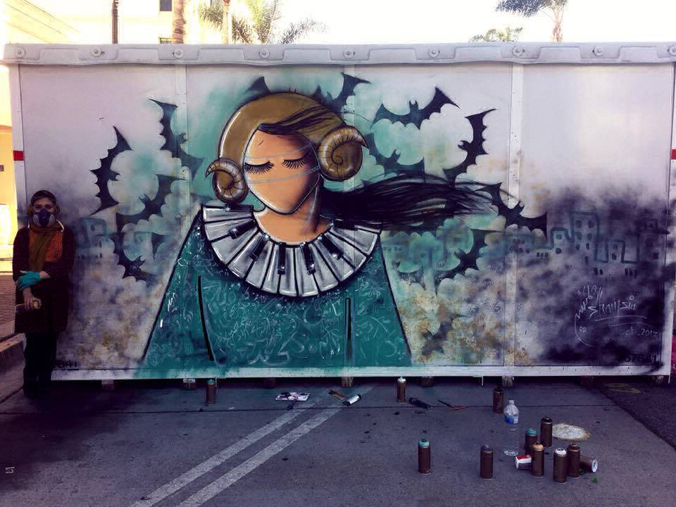 Shamsia Hassani symbolism female figure mural