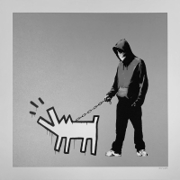 Banksy Choose Your Weapon silver screen print Pest Control authenticated GraffitiStreet