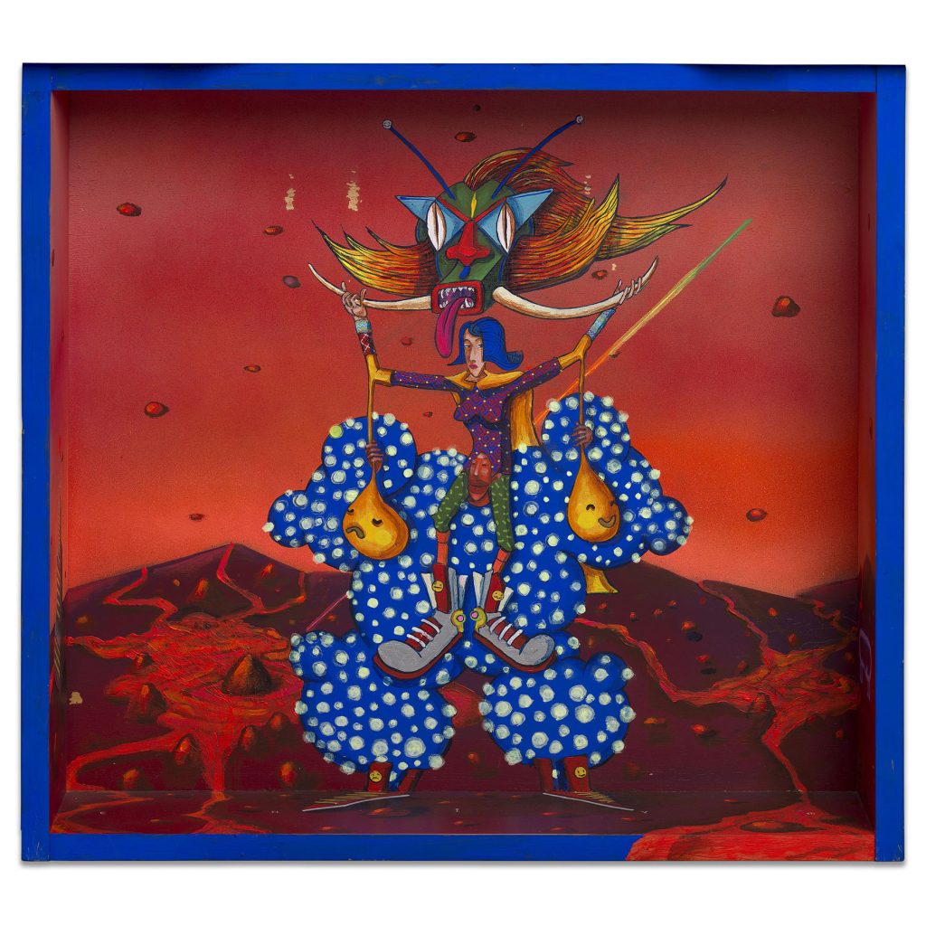 Enivo - Apocalypse Ritual (2024). Enivo Little Boxes painted sculpture.