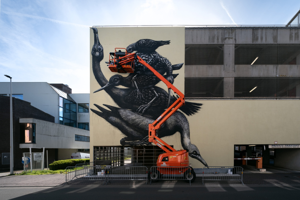 ROA The Crystal Ship 2026 mural in Ostend