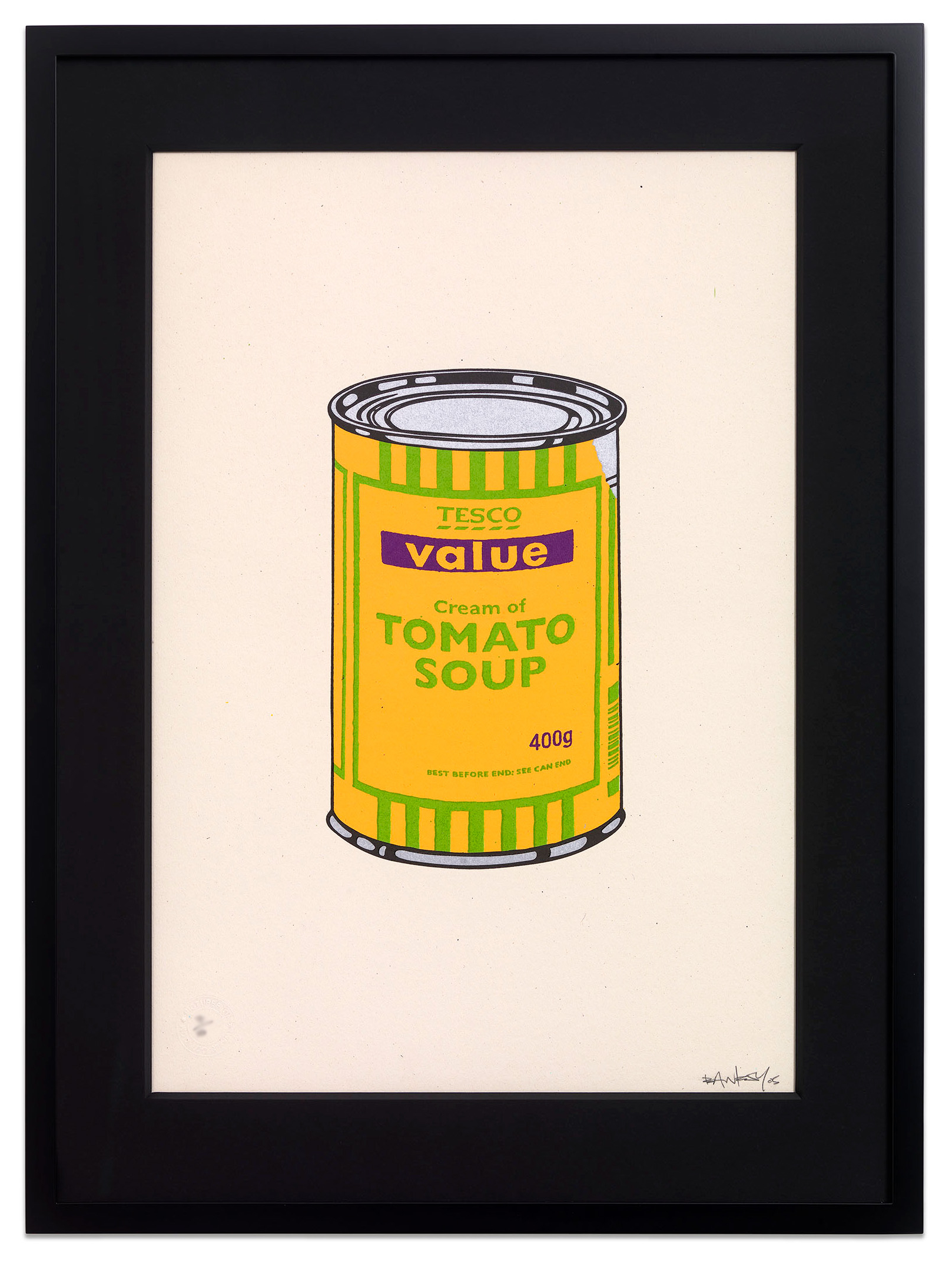 Authentic Banksy Soup Can Banana Lime signed print with Pest Control COA for sale
