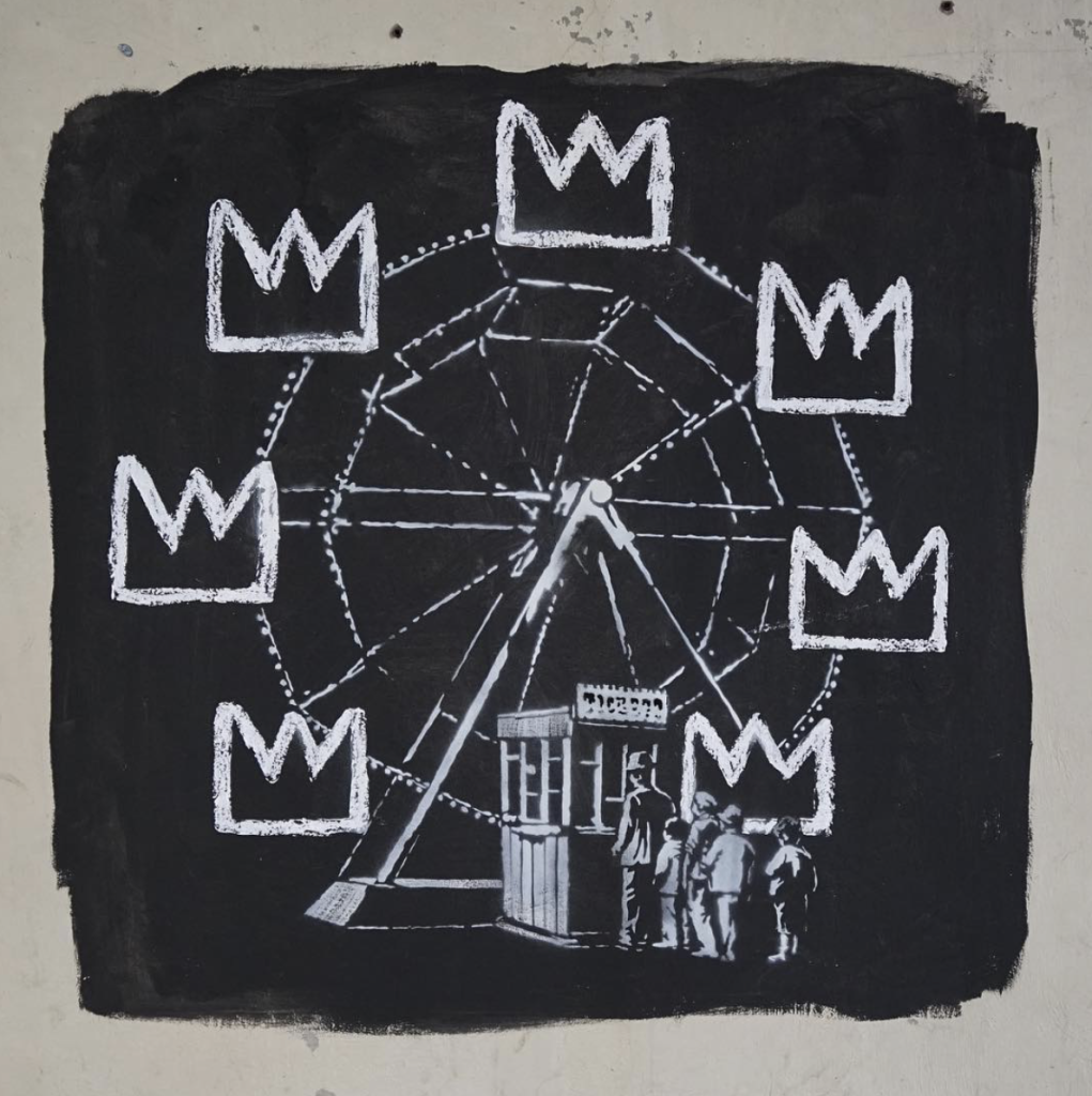 Banksy Basquiat Ferris Wheel mural at the Barbican London