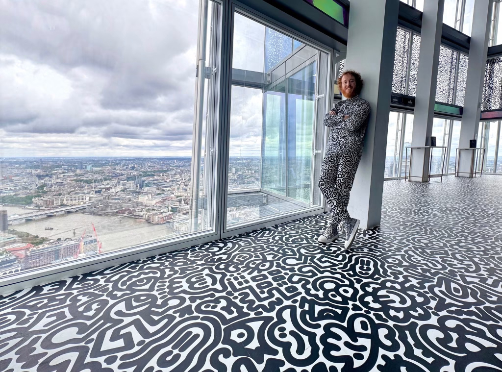 Mr Doodle’s Doodles with a View installation inside The Shard in London
